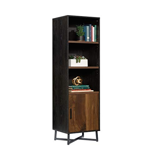 Sauder Canton Lane Industrial 3-Shelf Bookcase with Door, Brew Oak Finish