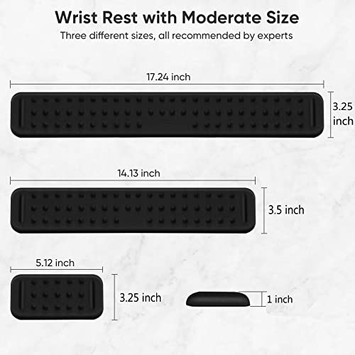 JEDIA Keyboard Wrist Rest, Black Memory Foam Mouse Wrist Rest, Ergonomic Keyboard Wrist Rest Support Pad for Computer Keyboard, Office, Laptop, Desktop Computer, 2 Packs Medium + Small