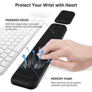 JEDIA Keyboard Wrist Rest, Black Memory Foam Mouse Wrist Rest, Ergonomic Keyboard Wrist Rest Support Pad for Computer Keyboard, Office, Laptop, Desktop Computer, 2 Packs Medium + Small