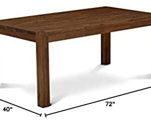 East West Furniture Wooden LM7-0N-T Wood Dining Table Rectangular Tabletop and 72 x 40 x 30-Sandblasting Antique Walnut Finish