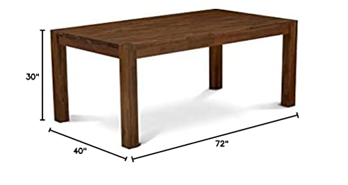 East West Furniture Wooden LM7-0N-T Wood Dining Table Rectangular Tabletop and 72 x 40 x 30-Sandblasting Antique Walnut Finish