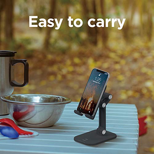 elago M5 Adjustable Phone Stand – Cell Phone Holder for Desk Compatible with iPhone 12 (5.7, 6.1, 6.7) and Compatible with All iPhone Models, All Smartphones (Black)