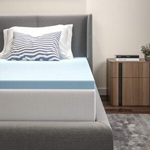 flash furniture capri comfortable sleep 2 inch cool gel memory foam mattress topper, twin, blue