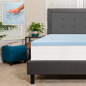 Flash Furniture Capri Comfortable Sleep 2 inch Cool Gel Memory Foam Mattress Topper, Twin, Blue