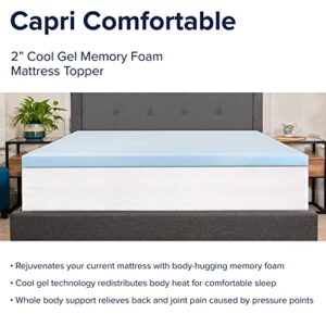 Flash Furniture Capri Comfortable Sleep 2 inch Cool Gel Memory Foam Mattress Topper, Twin, Blue