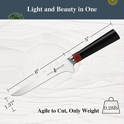 TUO Boning Chef Knife 6 inch Fillet Knife Flexible Kitchen Knife for Fish Chicken and Poultry Cooking Knives, AUS-8 Stainless Steel with Ergonomic Handle Gift Box, Ring Lite Series