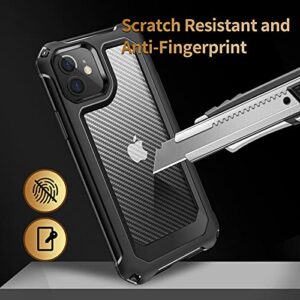 Tuerdan iPhone 11 Case, [Military Grade Shockproof] [Hard Carbon Fiber Back] [Soft TPU Bumper Frame] Anti-Scratch, Fingerprint Resistant, Protective Phone Case for iPhone 11, 6.1 Inch (Black)