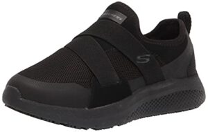 skechers women's slip on athletic food service shoe, black, 9 wide