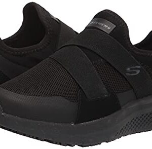 Skechers Women's Slip on Athletic Food Service Shoe, Black, 9 Wide