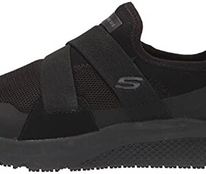 Skechers Women's Slip on Athletic Food Service Shoe, Black, 9 Wide