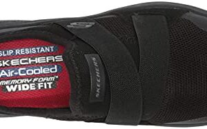 Skechers Women's Slip on Athletic Food Service Shoe, Black, 9 Wide