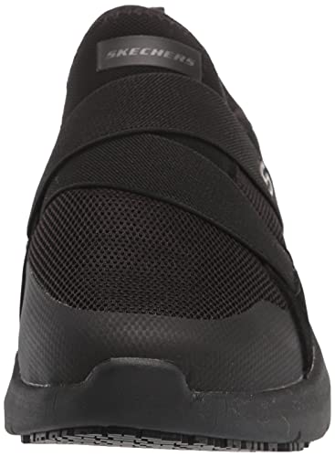 Skechers Women's Slip on Athletic Food Service Shoe, Black, 9 Wide