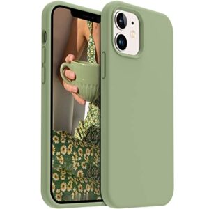 aotesier compatible with iphone 12 case and iphone 12 pro case 6.1 inch,silky touch premium soft liquid silicone rubber anti-fingerprint full-body protective flexible bumper case (tea green)