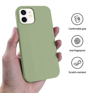 AOTESIER Compatible with iPhone 12 Case and iPhone 12 Pro Case 6.1 inch,Silky Touch Premium Soft Liquid Silicone Rubber Anti-Fingerprint Full-Body Protective Flexible Bumper Case (Tea Green)