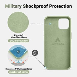 AOTESIER Compatible with iPhone 12 Case and iPhone 12 Pro Case 6.1 inch,Silky Touch Premium Soft Liquid Silicone Rubber Anti-Fingerprint Full-Body Protective Flexible Bumper Case (Tea Green)