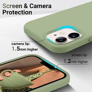 AOTESIER Compatible with iPhone 12 Case and iPhone 12 Pro Case 6.1 inch,Silky Touch Premium Soft Liquid Silicone Rubber Anti-Fingerprint Full-Body Protective Flexible Bumper Case (Tea Green)