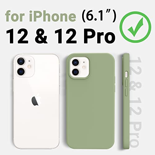 AOTESIER Compatible with iPhone 12 Case and iPhone 12 Pro Case 6.1 inch,Silky Touch Premium Soft Liquid Silicone Rubber Anti-Fingerprint Full-Body Protective Flexible Bumper Case (Tea Green)