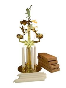 angel chimes the original & traditional decorative swedish candle for christmas - brass chime with 16 candles - carousel, authentic, scandinavian, decoration & ornament for home and kitchen