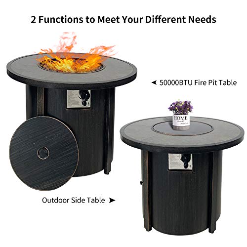 Propane Gas Fire Pit Table,Summerville 32" Round Gas Fire Pit Outdoor Fire Bowl Backyard Smokeless Firepits Patio Heater with Lava Rocks,Protective Cover