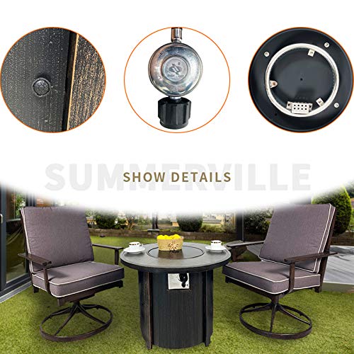 Propane Gas Fire Pit Table,Summerville 32" Round Gas Fire Pit Outdoor Fire Bowl Backyard Smokeless Firepits Patio Heater with Lava Rocks,Protective Cover