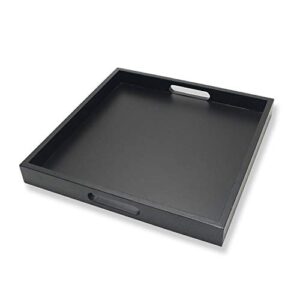 square wood serving tray with handle, ottoman decorative for home, 16x16 inches black