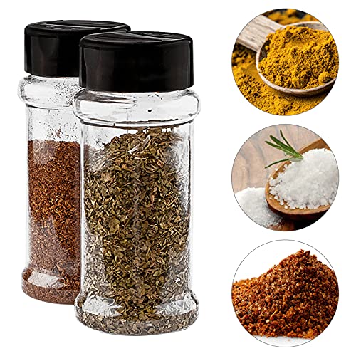 TUZAZO 3 oz Clear Plastic Spice Jar with Shaker Lids and Labels, Empty Spice Jars Bottles Plastic Seasoning Containers for Storing Spice, Herbs and Seasoning Powders (14 Pack)