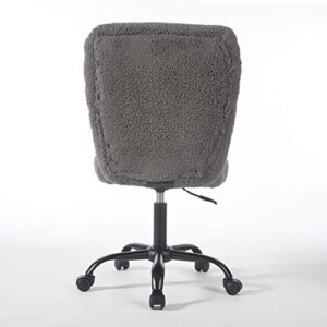 Urban Shop Rabbit Faux Fur Rolling Computer Desk Chair, Charcoal