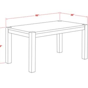 East West Furniture Dining CN6-07-T Wood Kitchen Table Rectangular Tabletop and 60 x 36 x 30-Distressed Jacobean Finish