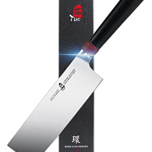 TUO Nakiri Knife 6.5 inch - Professional Kitchen Vegetable Cleaver Knife Asian Usuba Knives for Vegetables and Fruits - AUS-8 Stainless Steel with Pakkawood Handle - Ring Lite Series with Gift Box