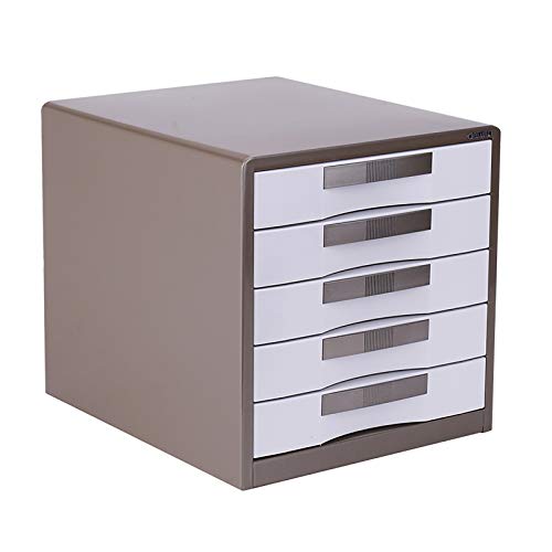 File Drawer Desktop - 5/7 Drawers File Cabinet, Metal Products with Key Lock, for Office Supplies, Desk Accessories. (Color : Brown, Size : 5 Draws)