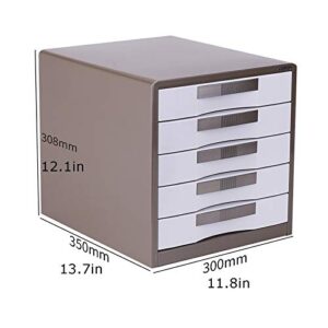 File Drawer Desktop - 5/7 Drawers File Cabinet, Metal Products with Key Lock, for Office Supplies, Desk Accessories. (Color : Brown, Size : 5 Draws)