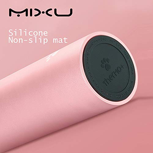 MIXU Catto Cat Shape Smart Thermos Bottle with Temperature Display, 304 Stainless Steel Food Grade Insulation Vacuum Flask, Leak-proof Anti Slip 10-Ounce Portable for Children, Girls, School, White