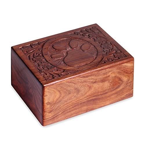 EARTHLY HOME Keepsake Urn for Ashes, Wooden Urn for Human Pet Ash, Funeral Cremation Urn for Ashes Cat Dog Urn, Urns Box for Kids Men Adult, Dog Ashes Urn - Small (6 X 4 X 2.75 inches), Bordered