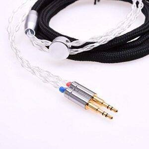 gagacocc black sleeve 8 cores headphone upgrade silver plated cable 2x 2.5mm plug for hifiman he1000 he400s he400i he-x he560 oppo pm-1 pm-2 (1.8m (6feet), 4.4mm balance)