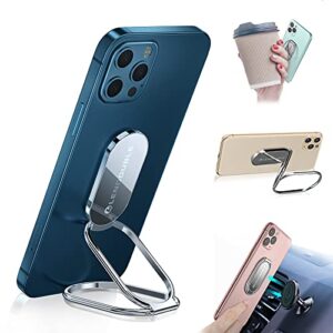 foldable cell phone stand for desk, adjustable cellphone ring holder finger kickstand for office desktop & magnetic car mount, rotatable multi-angle hand grip for iphone 14 and smartphones back case