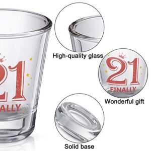 2 Pieces Finally 21 Shot Glass 2 oz 21st Birthday Shot Glass Decoration for Celebrating Friends Sisters Women Turning Twenty One Party Supplies