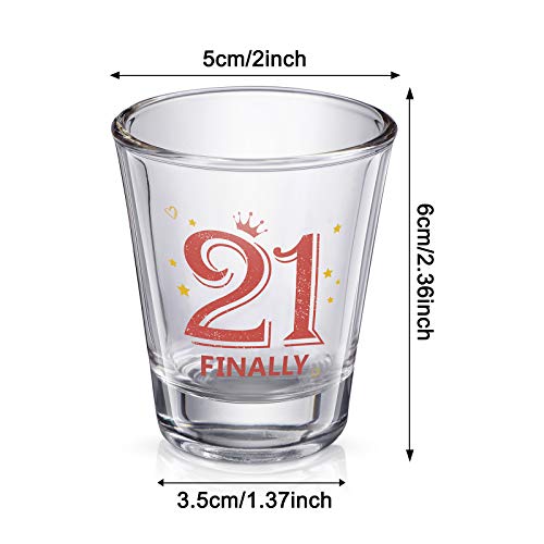 2 Pieces Finally 21 Shot Glass 2 oz 21st Birthday Shot Glass Decoration for Celebrating Friends Sisters Women Turning Twenty One Party Supplies