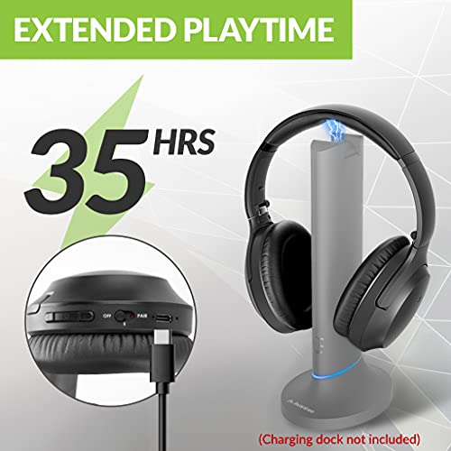 Avantree Aria 90C, a Second Pair of Bluetooth Headphones Opera Wireless TV Watching Set Dual Link, Comfortable 35 Hrs, Extra Loud (No Charging Dock Included, Single Headphone Only)