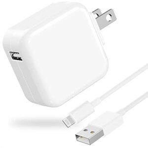 [apple mfi certified] ipad iphone fast charger, stuffcool 2.4a/12w usb wall charger with foldable plug & 6ft lightning to usb quick charging sync cord for iphone 14 13 12 11 pro max/xs/xr/ipad/airpods