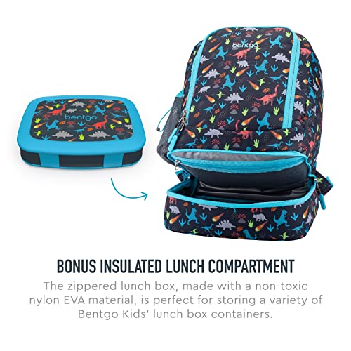 Bentgo 2-in-1 Backpack & Insulated Lunch Bag Set With Kids Prints Lunch Box (Dinosaur)