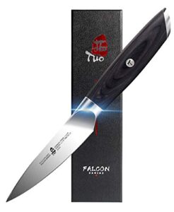 tuo fruit paring knife, peeling knife 3.5 inch - german hc steel - full tang pakkawood handle - falcon series with gift box