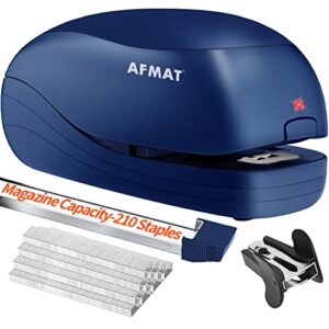 electric stapler, automatic stapler for desk, electric stapler desktop, ac or battery powered stapler heavy duty, with reload reminder & release button, 25 sheets capacity, blue