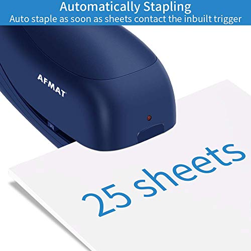 Electric Stapler, Automatic Stapler for Desk, Electric Stapler Desktop, AC or Battery Powered Stapler Heavy Duty, with Reload Reminder & Release Button, 25 Sheets Capacity, Blue