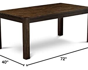 East West Furniture Wooden LM7-07-T Dinning Room Table Rectangular Tabletop and 72 x 40 x 30-Distressed Jacobean Finish