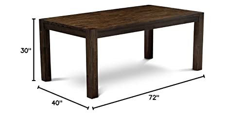 East West Furniture Wooden LM7-07-T Dinning Room Table Rectangular Tabletop and 72 x 40 x 30-Distressed Jacobean Finish