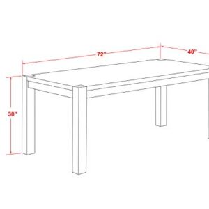 East West Furniture Wooden LM7-07-T Dinning Room Table Rectangular Tabletop and 72 x 40 x 30-Distressed Jacobean Finish