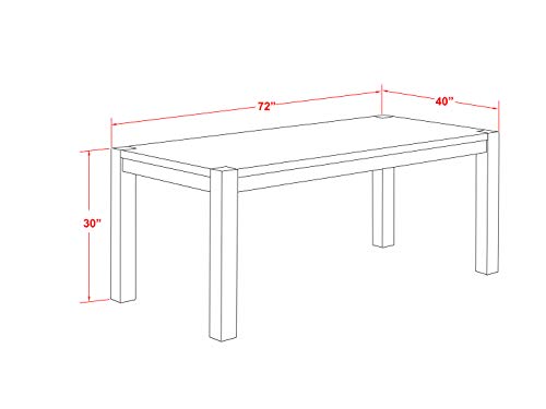 East West Furniture Wooden LM7-07-T Dinning Room Table Rectangular Tabletop and 72 x 40 x 30-Distressed Jacobean Finish