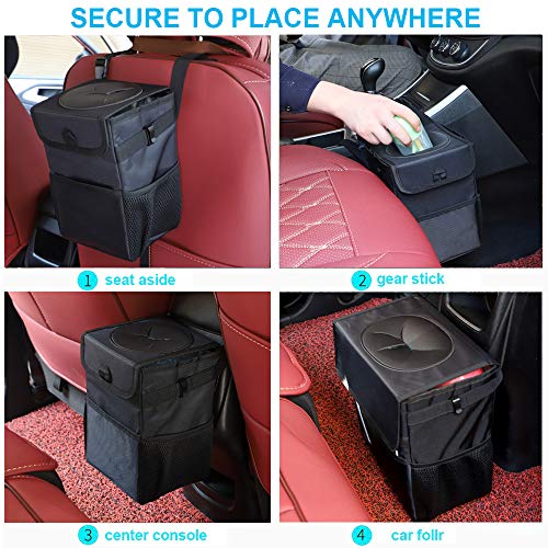 Car Trash Can 6L, Car Trash Bag with Lid and Storage Pockets, Hanging Car Organizer, Waterproof Car Garbage Can, Multipurpose Trash Bin for Car