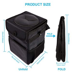 Car Trash Can 6L, Car Trash Bag with Lid and Storage Pockets, Hanging Car Organizer, Waterproof Car Garbage Can, Multipurpose Trash Bin for Car