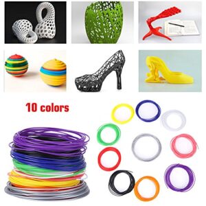 10 Colors 1.75mm 3D Printer Filament, Safety 3D Printer PCL Filament, High-Precision Diameter Filament, Each Color 16.4 Feet